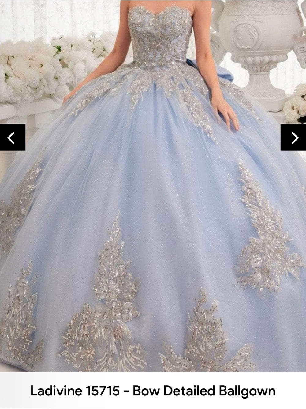 Ladivine Light Blue & Silver Strapless Ballgown Prom Dress